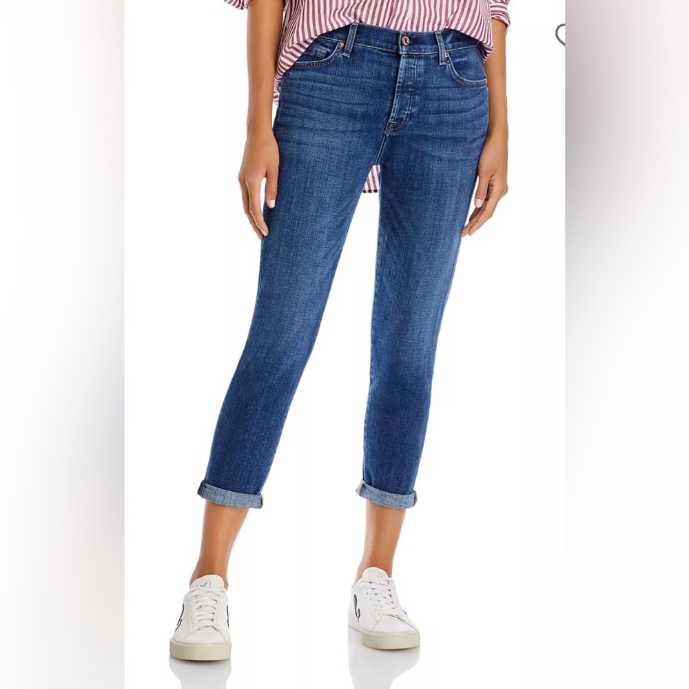 7 for All Mankind Josefina cropped button fly boyfriend jeans.